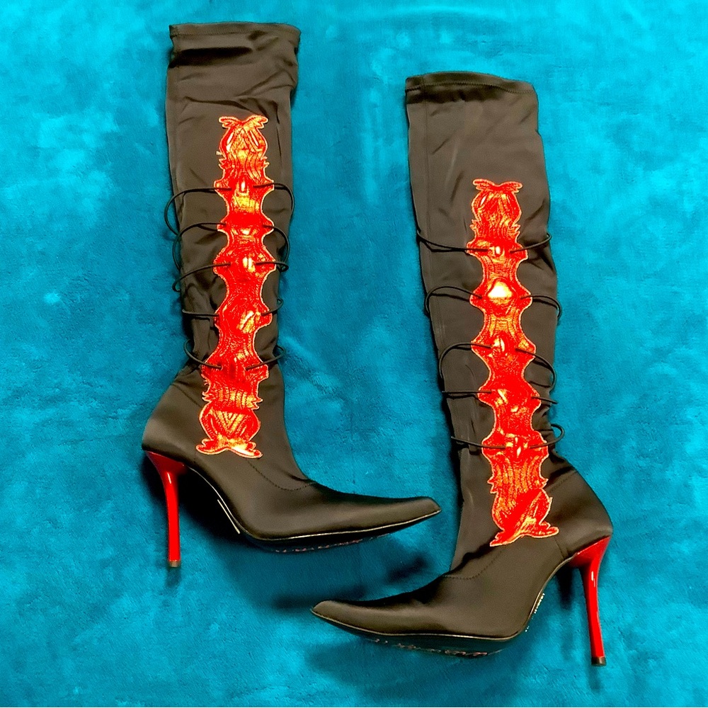 Alberto Venturini Elastic Satin Heeled Boots